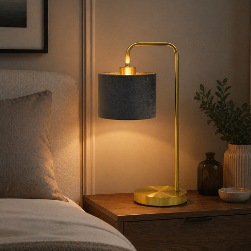 TNL - METAL & VELVET FABRIC TABLE LAMP TNL1008GR