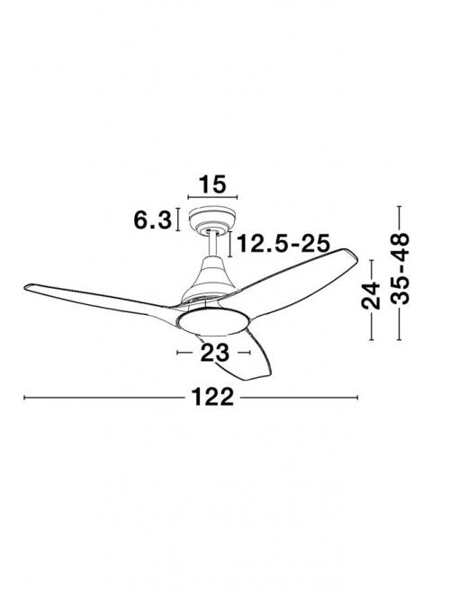 NOVA LUCE - Вентилатор SAMOA 5267301 DC Motor Max.40W, 5 Скорости DC контрол на вентилатора
