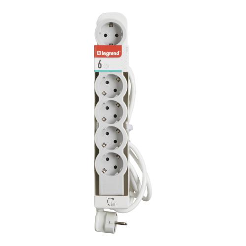 LEGRAND - 694565 Разклонител БЯЛ 6x2P+E с кабел 3 метра / 1.5mm2 Standard Legrand