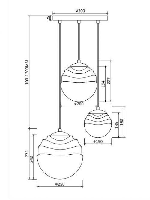 MAYTONI - pendant luminaire VINARE P074PL-03BS E14, 3X40