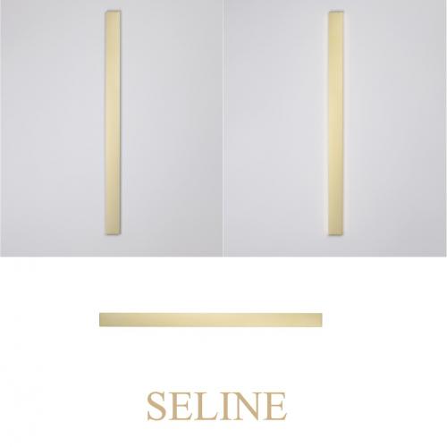NOVA LUCE - Влагозащитен аплик  Д:120, Ш:2.7, В:7.5 см.  9081200  SELINE ⚡ LED Philips 48W ⚡ 3080Lm ⚡ 3000K ⚡ CRI>90 ⚡ 230V ⚡ IP44 ✴ Злато