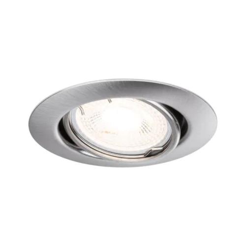 PAULMANN - 93399 Recessed light Base basic set pivoting round✴90mm <20°⚡GU10 max.10W 230V⚡dimmable✴brushed iron