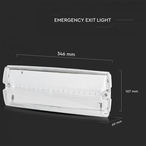 V-TAC - 3W Евакуационна Табела Стена 12 Часа Зареждане 6400K IP65 1200 mah SKU: 83111