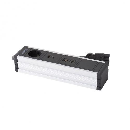 DIGITEL - Desk module Inox, Shuko, 3x socket 1х USBX2   UPD