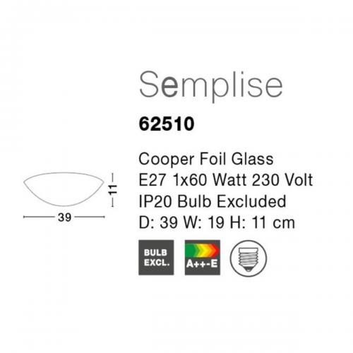NOVA LUCE - Wall lamp  62510  SEMPLISE  ⚡ E27 ⚡ 1x60W ⚡ IP20 ✴ Cooper 