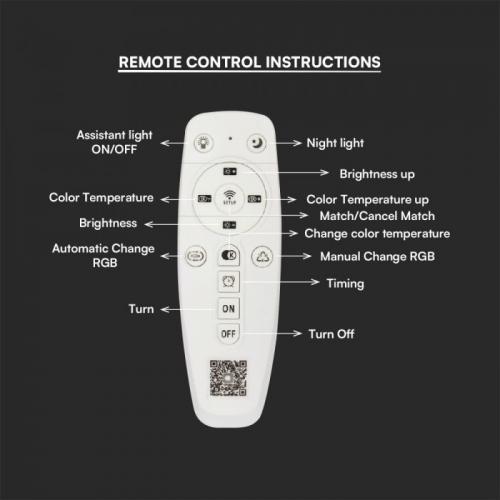 V-TAC - 45W LED Ceiling Lamp 3 Step Dimmable With Remote Control White Body IP20 SKU: 23394