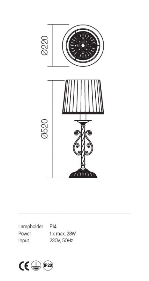 INCANTI - table luminaire MILENA 02-732  VE 1X28W E14