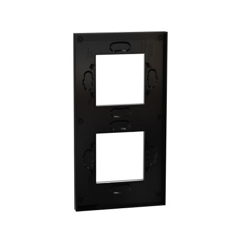SCHNEIDER ELECTRIC - NU6004V86 vertical cover frame - 2 gangs - 2 x 2 modules - black glass