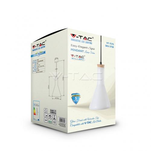 V-TAC - Висящо Тяло Пендел Стъклен Светло Триъгълник SKU: 3758 VT-7175