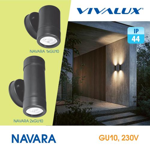 VIVALUX - ФАСАДЕН АПЛИК NAVARA ∙ ЕДИНИЧЕН ∙ 1XGU10 ∙ ЧЕРНО ∙ IP44 - VIV004648