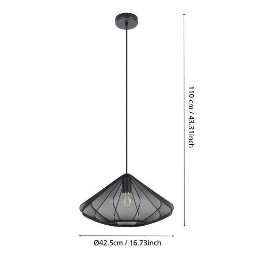 EGLO - pendant light DOLWEN Ø:425mm E27 40W black - 43995