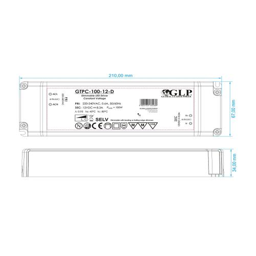 GLP - Dimmable LED power supply 100W 24V GLP TRIAC  GTPC-100-24-D