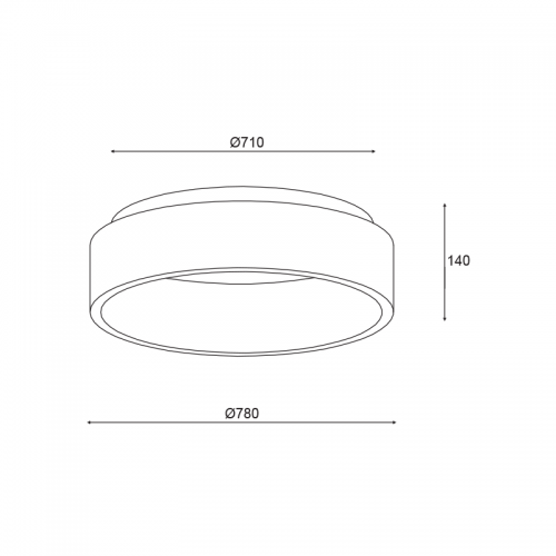 ACA LIGHTING - LED Плафон BR81LEDC78BK   LED 80W  3000K 4100LM BLACK METAL D78XH14CM