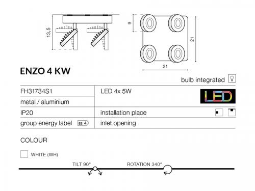 AZZARDO - ENZO 4 LED FH31734S1 / AZ0674