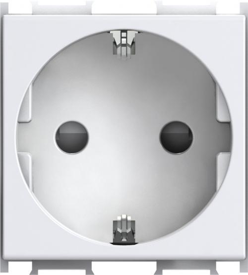 TEM - VM10PW Socket Schuko 2P+E 16A 2M, color White glass, Modul