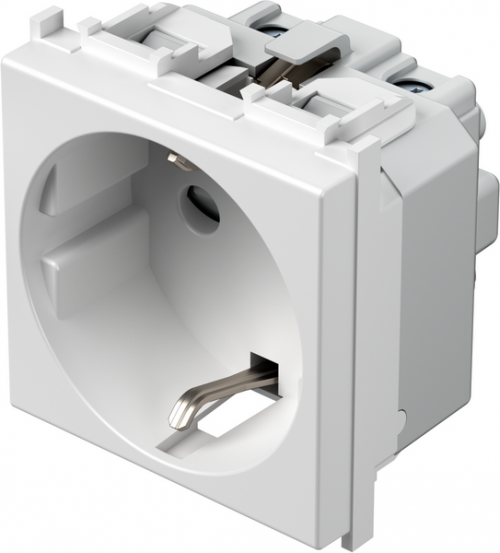 TEM - VM10PW Socket Schuko 2P+E 16A 2M, color White glass, Modul