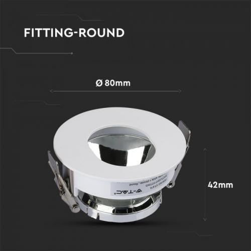 V-TAC - GU10 Fitting White+Chorme Round SKU: 3164 VT-874