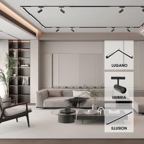 VIVALUX - SLIM25 Магнитно LED осветително тяло ILLUSION LED 12W Черен 600lm 3000K VIV004898