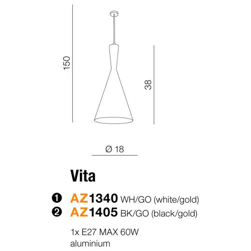 AZZARDO - Vita  LP6005-BK-GO / AZ1405