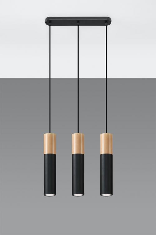 SOLLUX - pendant  lamp  PABLO 3 black  SL.0634