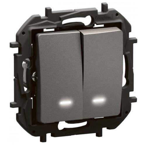 LEGRAND - 1-pole 2-circuits switch with backlight Niloe New NP2121MG