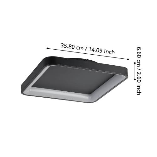 EGLO - ceiling light LORETELLO 350х350mm 12W 1440lm remote control, CCT - 901252