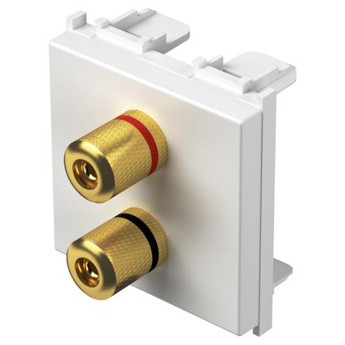 TEM - KM26MW Socket 2x Ø4mm speakers 2M, color White matt, Modul