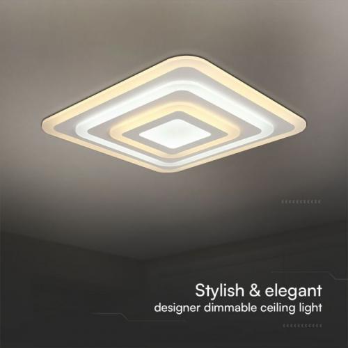 V-TAC - 77W  LED Ceiling Lamp 3 Step Dimmable With Remote Control White Body IP20 SKU: 23396
