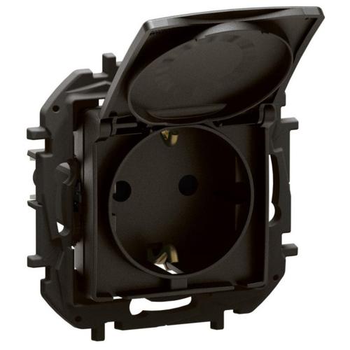 LEGRAND - Socket SCHUKO 16A with lid and child protection Black Niloe New NP3129BK