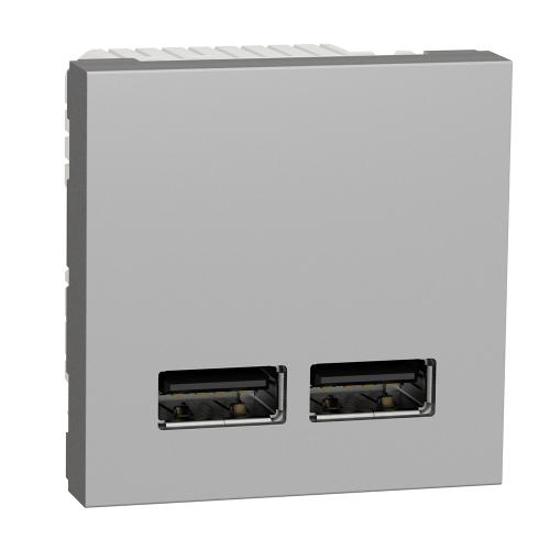 SCHNEIDER ELECTRIC - NU341830 double USB Type A  5V 2.4A aluminium