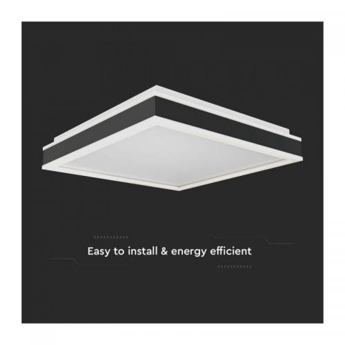 V-TAC - 38W LED Designer Ceiling Light Square Black 4000K 4000lm Dimmable SKU: 6914 