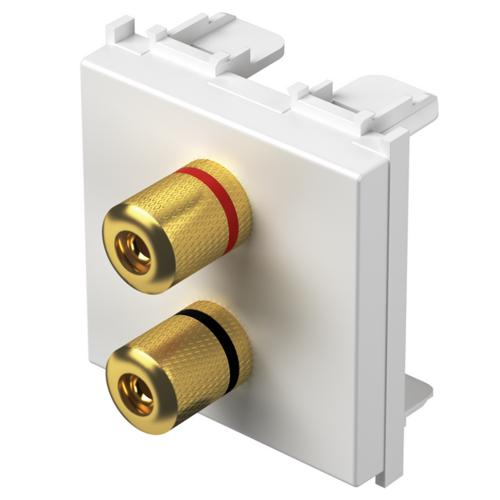 TEM - KM26PW Socket 2x Ø4mm speakers 2M, color White gloss, Modul