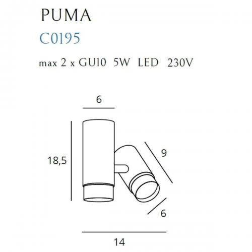 MAXLIGHT - Спот PUMA C0195, 2 x GU10 5W LED 230V