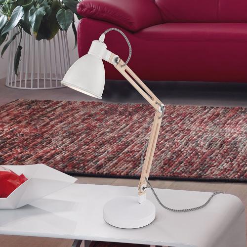 EGLO - Настолна лампа TORONA 1 E14 1X28W бяло/дърво - 901294