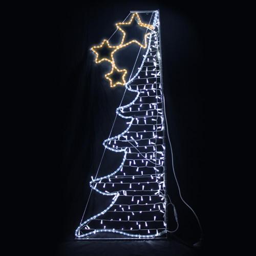 ACA LIGHTING - HALF XMAS TREE 252&200 LED 2-WIRE ROPE+STRING LIGHTS, CW+YELLOW STEADY, IP44, 750x200CM, 1.5m LEAD CABLE X082522219