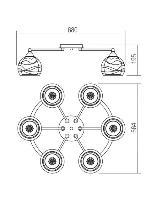 SMARTER - ceiling luminaire  VIVIENNE  01-1054  E27, 6 x max. 42W 
