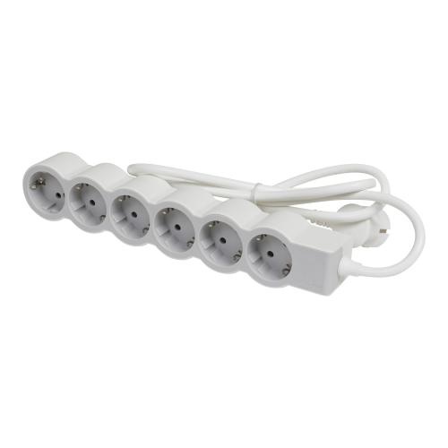 LEGRAND - 694565 Разклонител БЯЛ 6x2P+E с кабел 3 метра / 1.5mm2 Standard Legrand