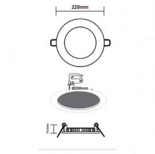 ACA LIGHTING - PLATO1840RW LED SLIM PANEL WHITE ROUND REC.18W 4000K 1730lm Φ220 230V AC Ra80