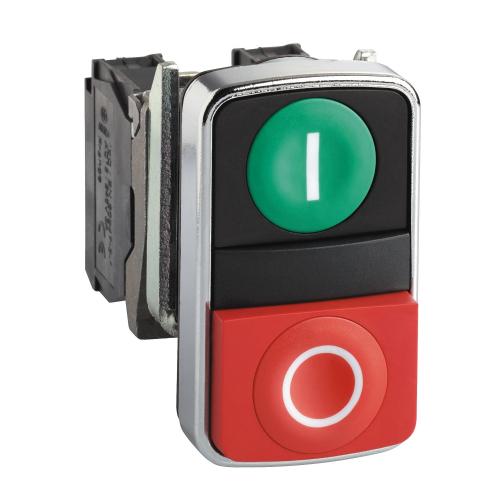 SCHNEIDER ELECTRIC - Double-headed push button green I | red 0 1NO-1NC Ø22mm XB4 XB4BL73415