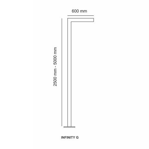 POLARIS LIGHTING -  INFINITY G PARK LED POLE to dig in H:4000/L600mm 20-80W 10400lm 4000K 90º IP66 black 6003-B