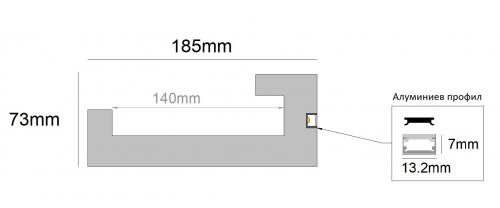 RAY DECOR - Декоративен профил от XPS за инсталиране на LED осветление 73х185x2000mm  RP171