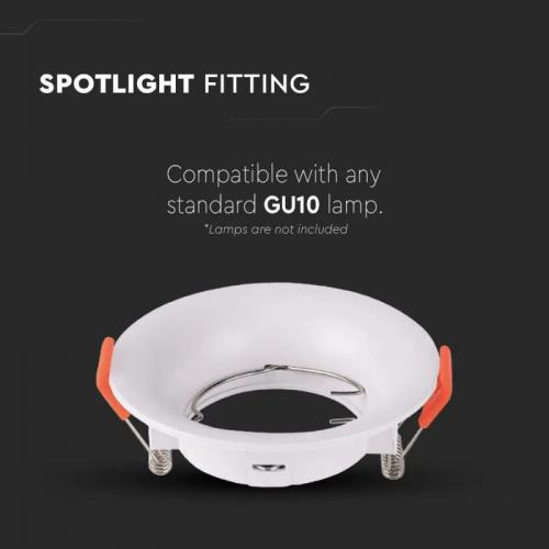 V-TAC - GU10 Fitting Round White PC  SKU: 6632