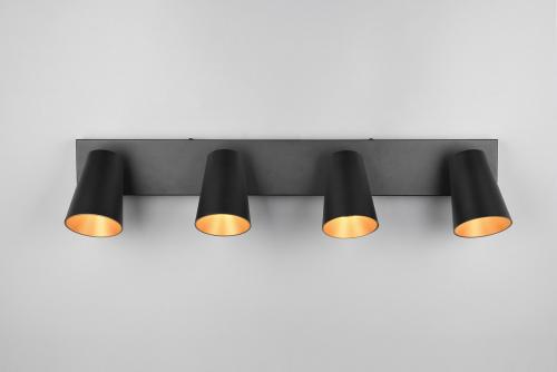 TRIO - Спот четворен, черен и златен ринг SHARP 817100432 4x GU10 10W черен