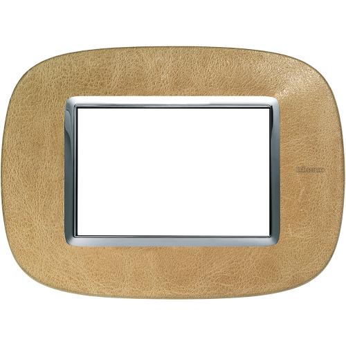 BTICINO - HB4803SLC Elliptical cover plate 3 modules - skin sand 