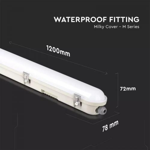 V-TAC - LED Влагозащитени Тяло SAMSUNG Чип 120см 36W Сензор Стоманен Клип 6500К SKU: 20469 