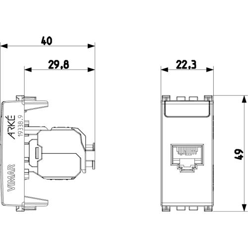 VIMAR - 19339.16 - RJ45 Cat6А Netsafe FTP Интернет розетка 1М сив ARKE