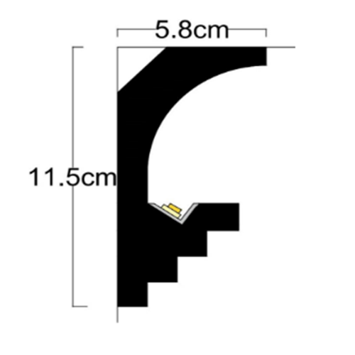 ADORN - Декоративен корниз за индиректно-осветление LD -01.3 L LightForm™ 5.8 x 11.5 x 200 cm