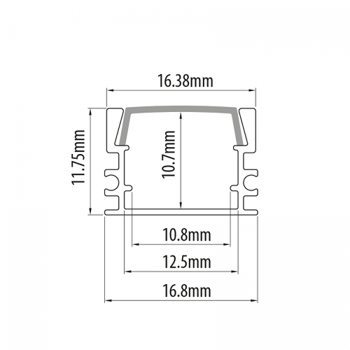 ULTRALUX - APK228 Aluminium profile for LED flexible strip for surface mounting, deep, 2m