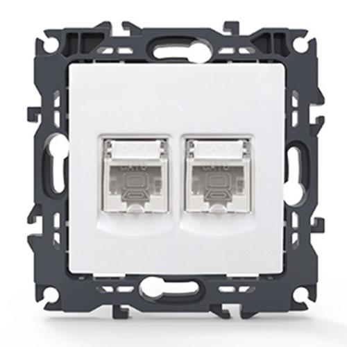 ACA LIGHTING - Двойна Интернет розетка 2xRJ45 CAT6 PRIME бял 1000113301