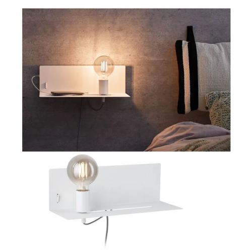 PAULMANN - Аплик с рафт  78915  DEVARA⚡E27⚡230V⚡max. 40W dimmable✴Бял